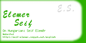 elemer seif business card